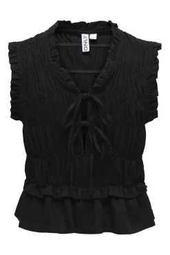 Onlgoa S/S Linen Bl Frill Top Cc