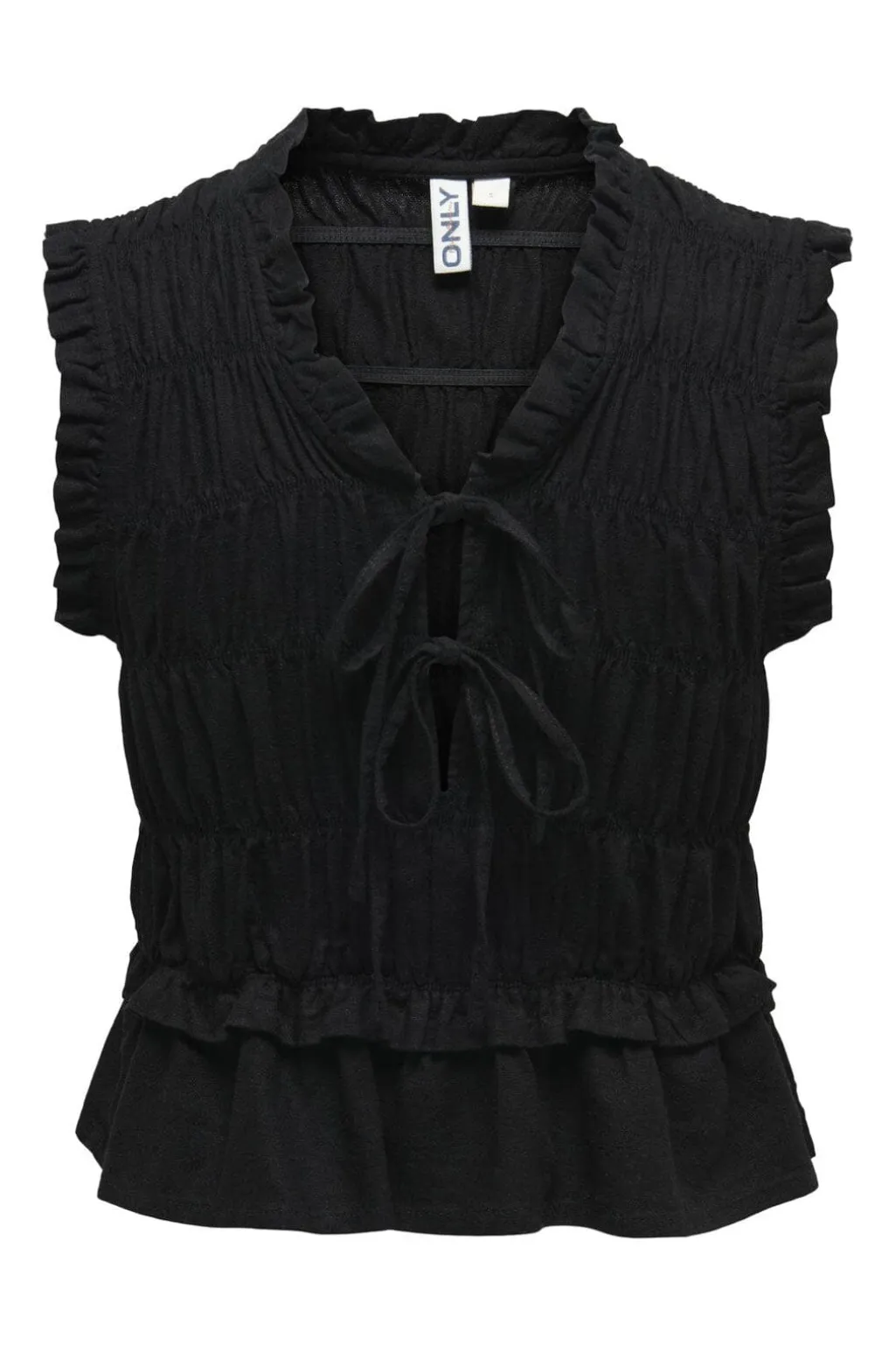 Onlgoa S/S Linen Bl Frill Top Cc