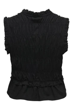 Onlgoa S/S Linen Bl Frill Top Cc