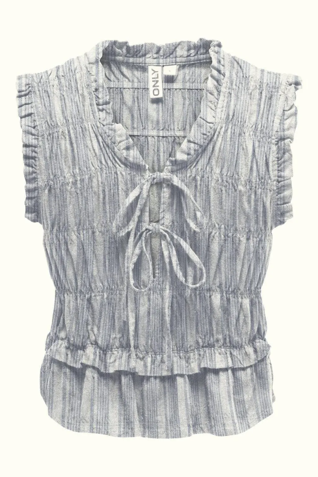 Onlgoa S/S Linen Bl Frill Top Cc