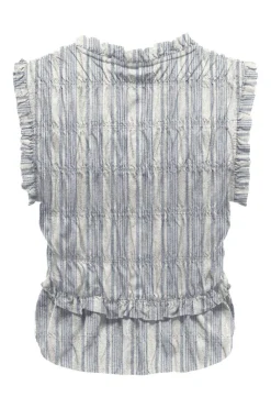 Onlgoa S/S Linen Bl Frill Top Cc