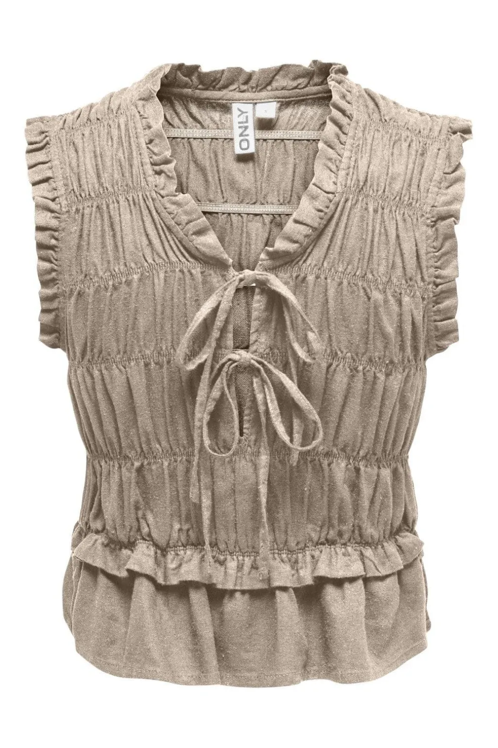 Onlgoa S/S Linen Bl Frill Top Cc