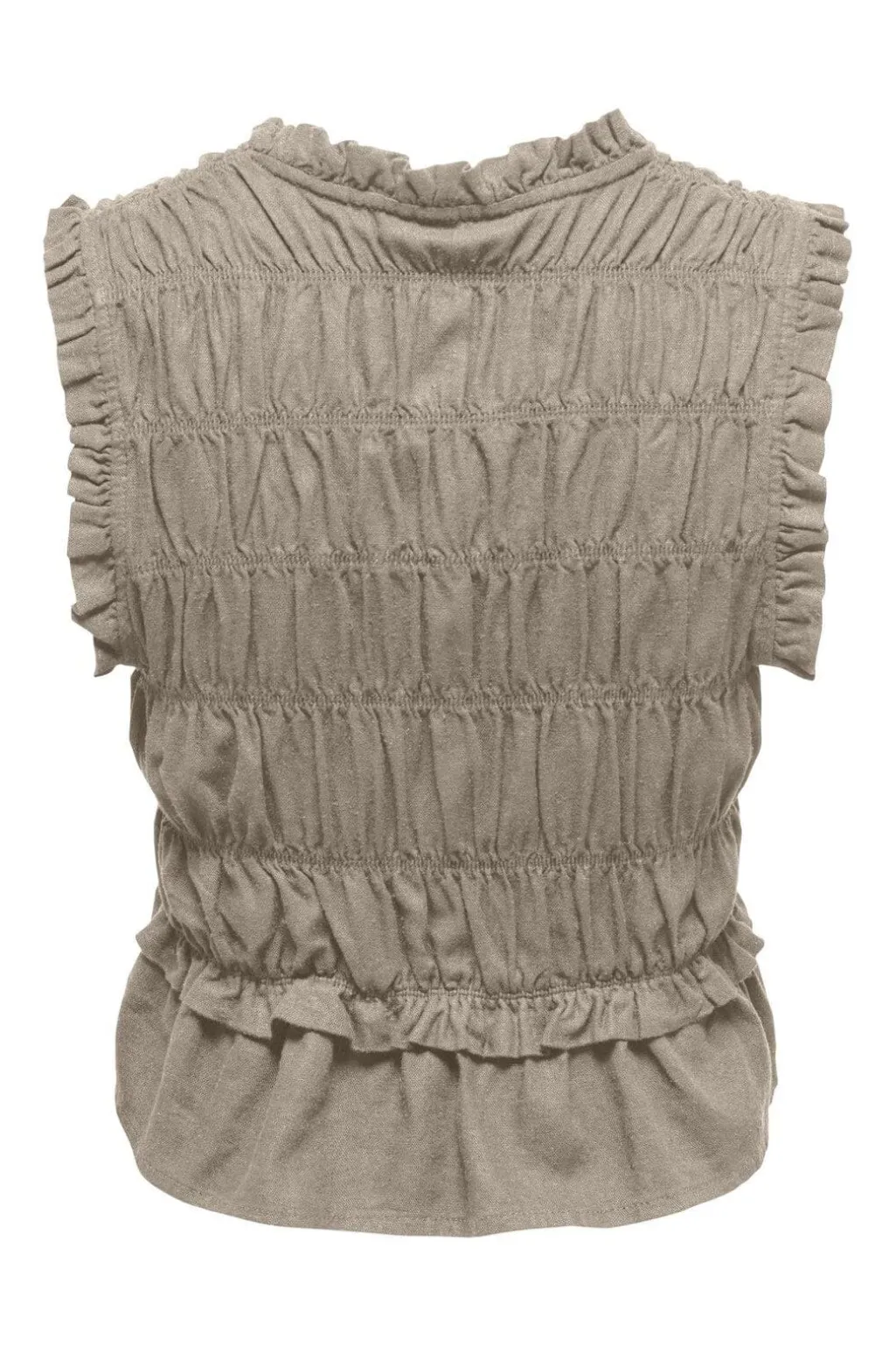 Onlgoa S/S Linen Bl Frill Top Cc