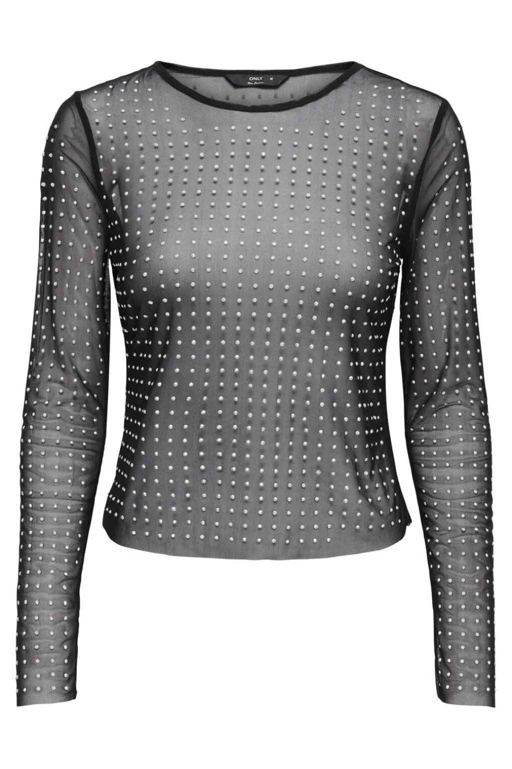 Onlhilen Ls Rhinestone Mesh Top
