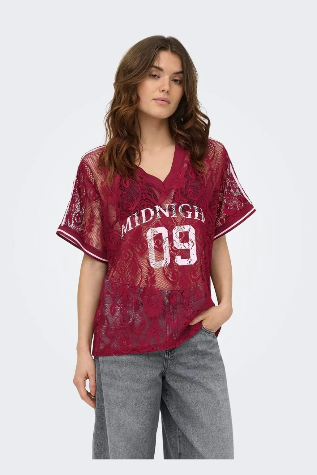 Onljules S/S V-Neck Lace Top