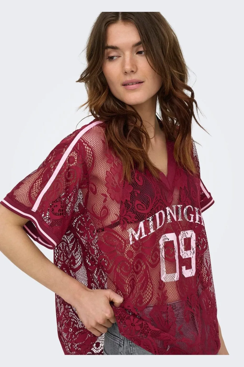Onljules S/S V-Neck Lace Top