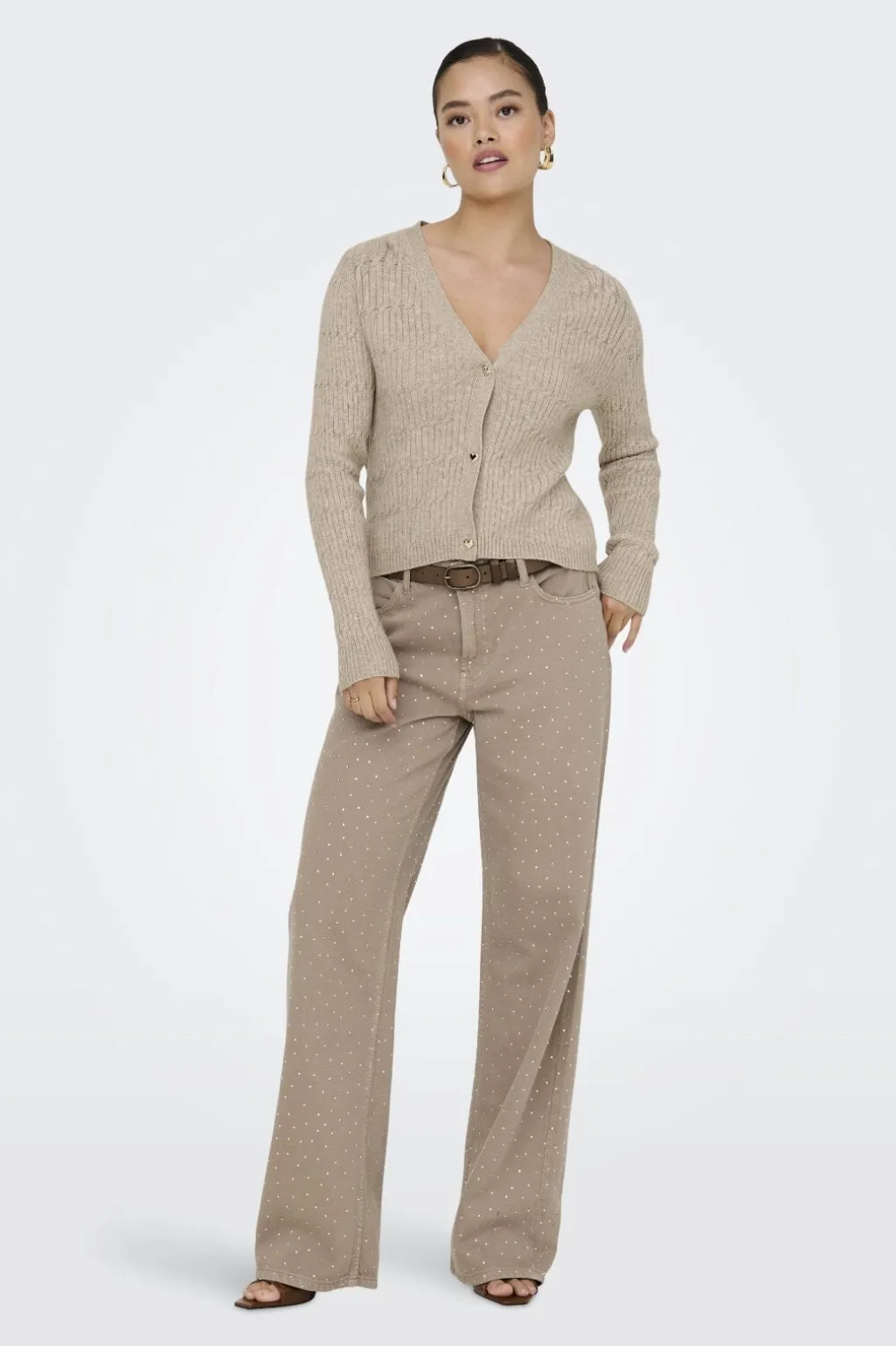 Onlkatia Ls Cable V-Neck Cardi Knt Nca