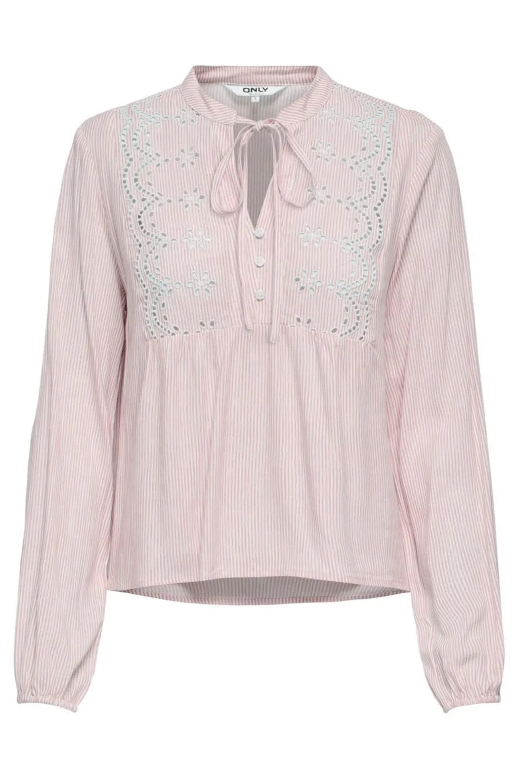 Onllennyo Ls Embroid V-Neck Top