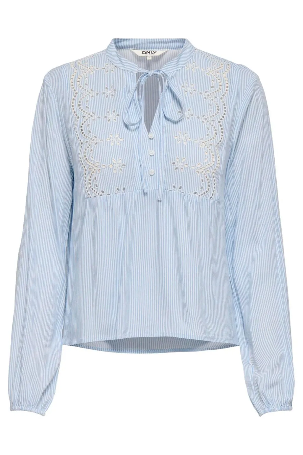 Onllennyo Ls Embroid V-Neck Top