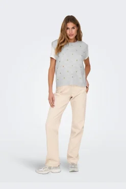 Onlmelody Sl Embroidery O-Neck Knt