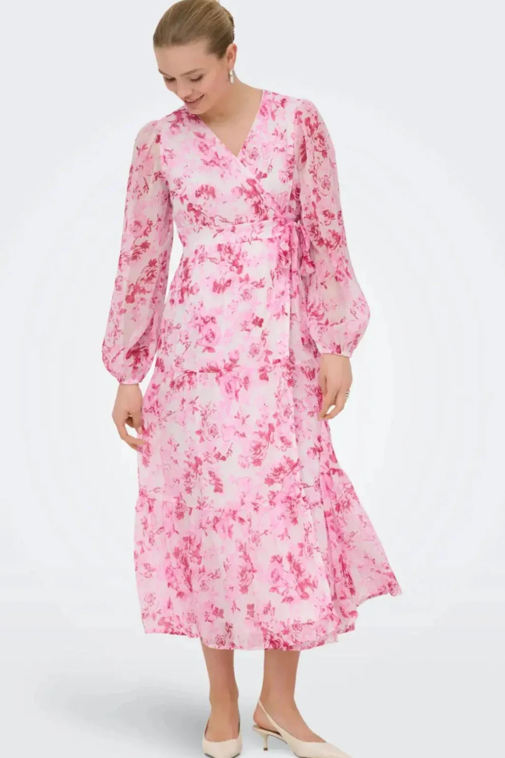 Onlmiriam Ls Wrap Midi Dress