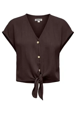Onlsiesta Ss Knot Lin Bl Shirt