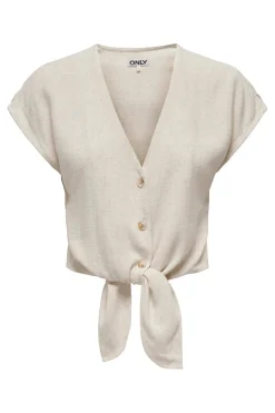 Onlsiesta Ss Knot Lin Bl Shirt