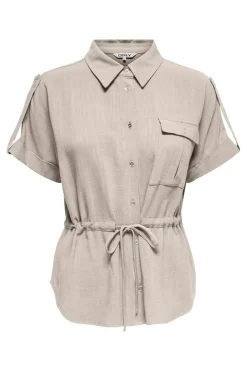Onlsiesta S/S Linen Bl Utility Shirt