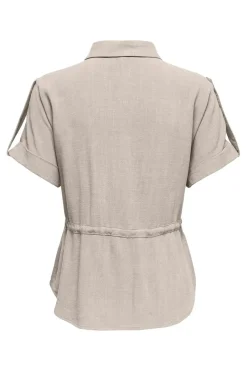 Onlsiesta S/S Linen Bl Utility Shirt