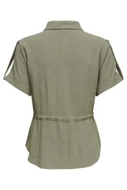 Onlsiesta S/S Linen Bl Utility Shirt