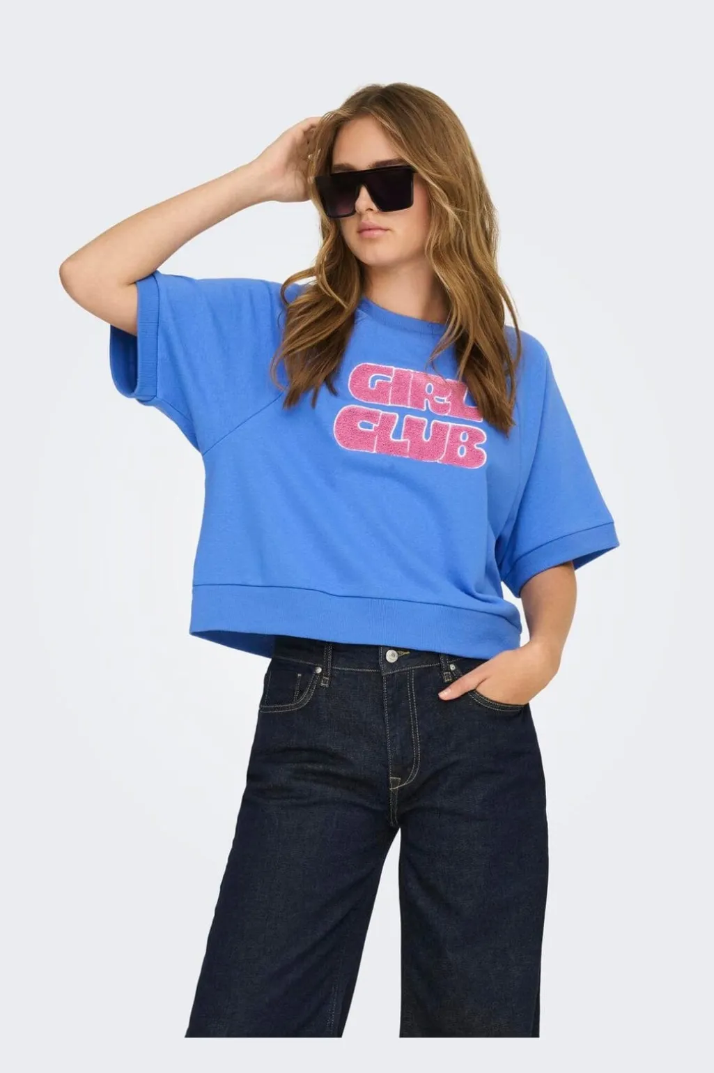 Onlsina S/S O-Neck Terry Emb Swt