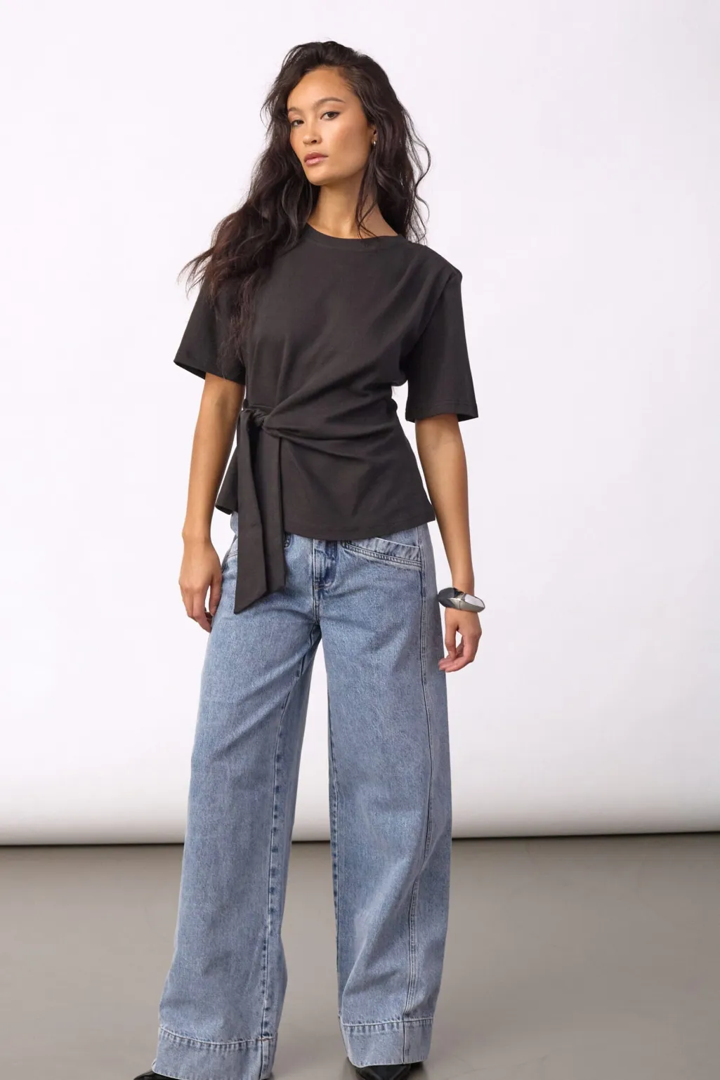 Orianecc Pleat Tie Tee 500096