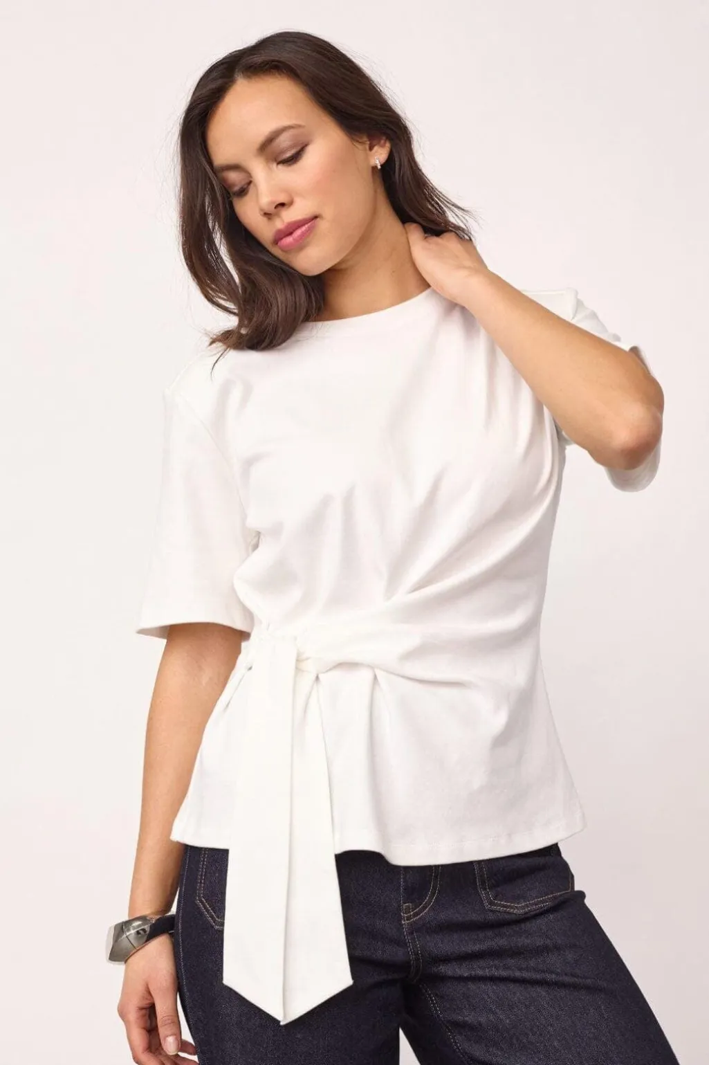 Orianecc Pleat Tie Tee 500096