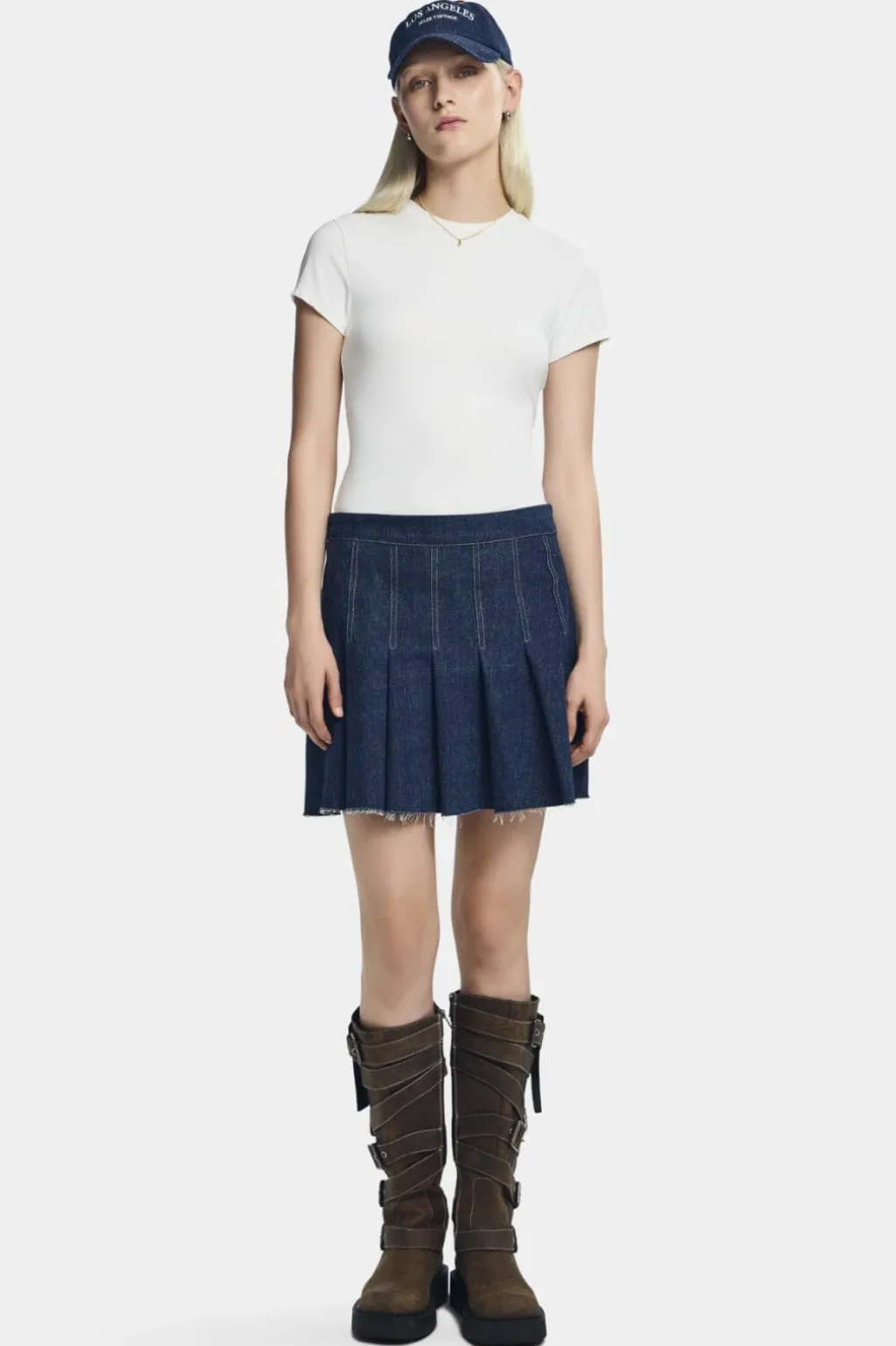 Pcfabia Short Plisse Denim Skirt Fsy