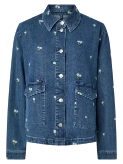 Pcflora Ls Denim Emb Shirt