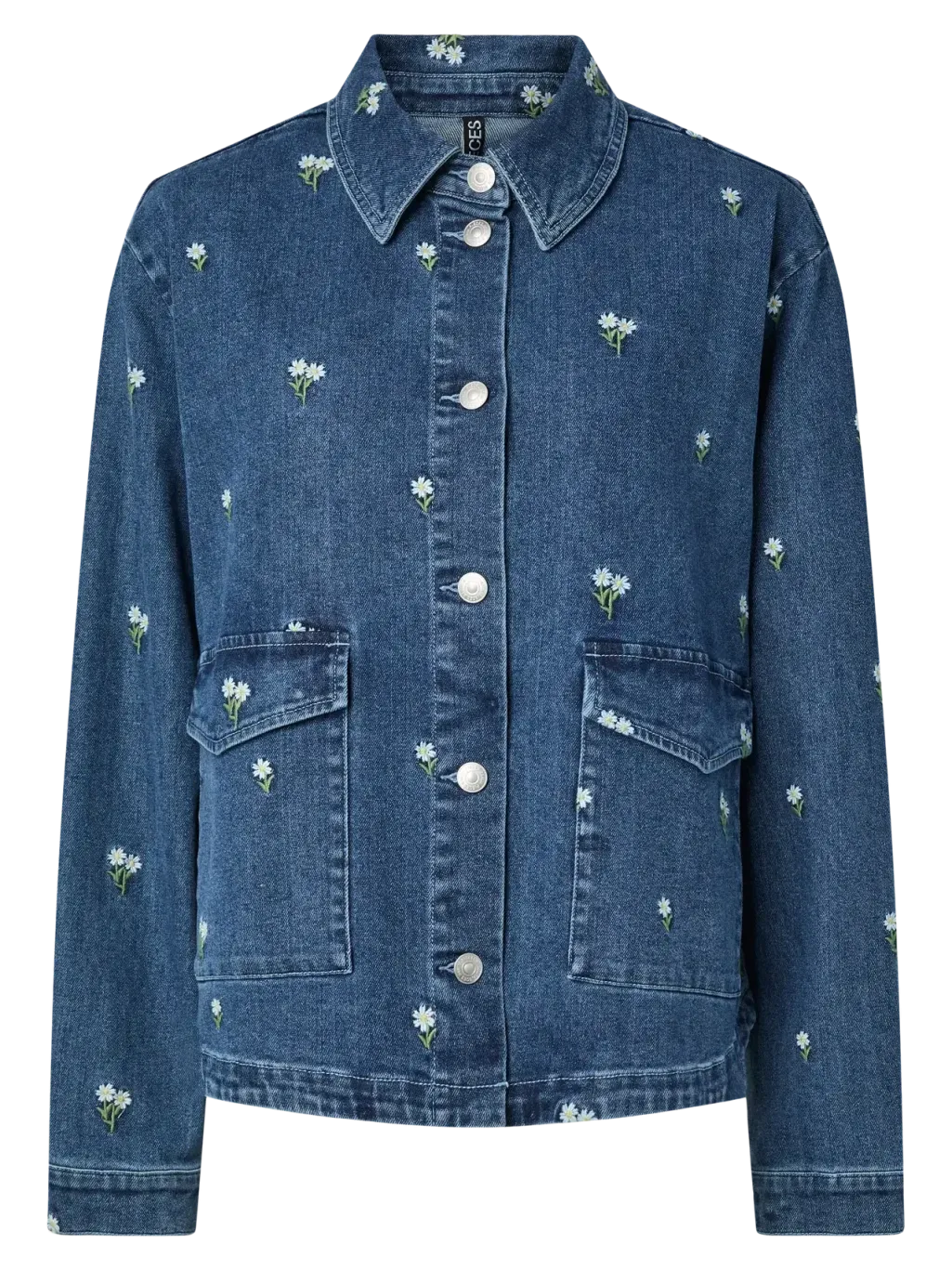 Pcflora Ls Denim Emb Shirt