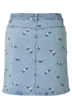 Pcflora Short Denim Emb Skirt