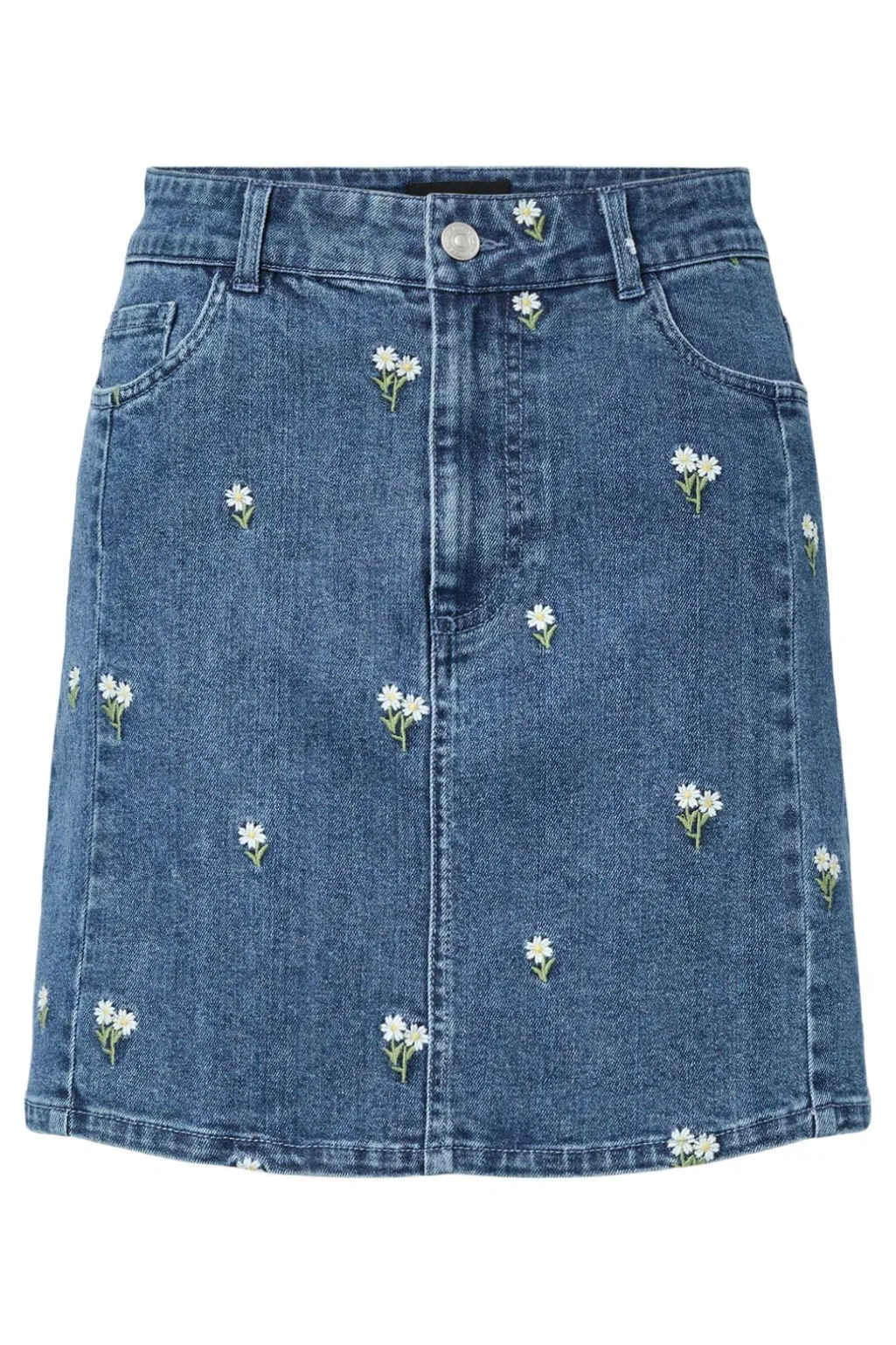 Pcflora Short Denim Emb Skirt