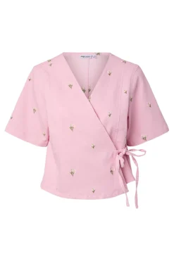 Pcflora Ss Wrap Emb Shirt
