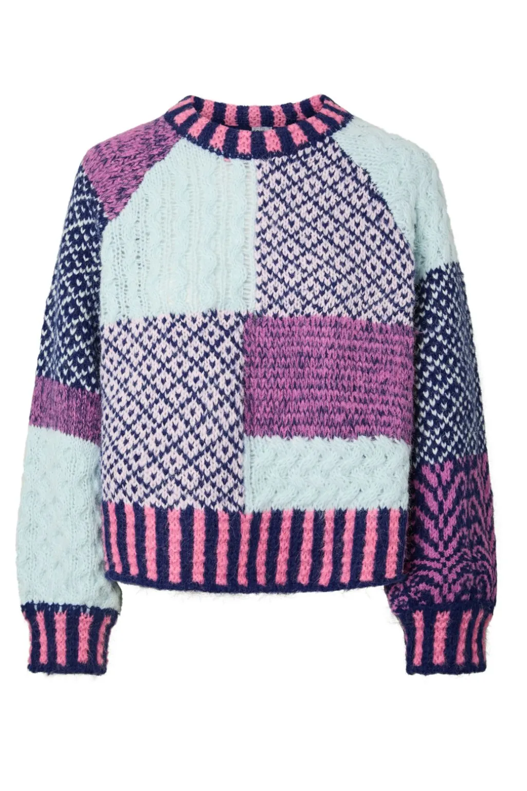 Pcfusion Ls O-Neck Colorblock Knit