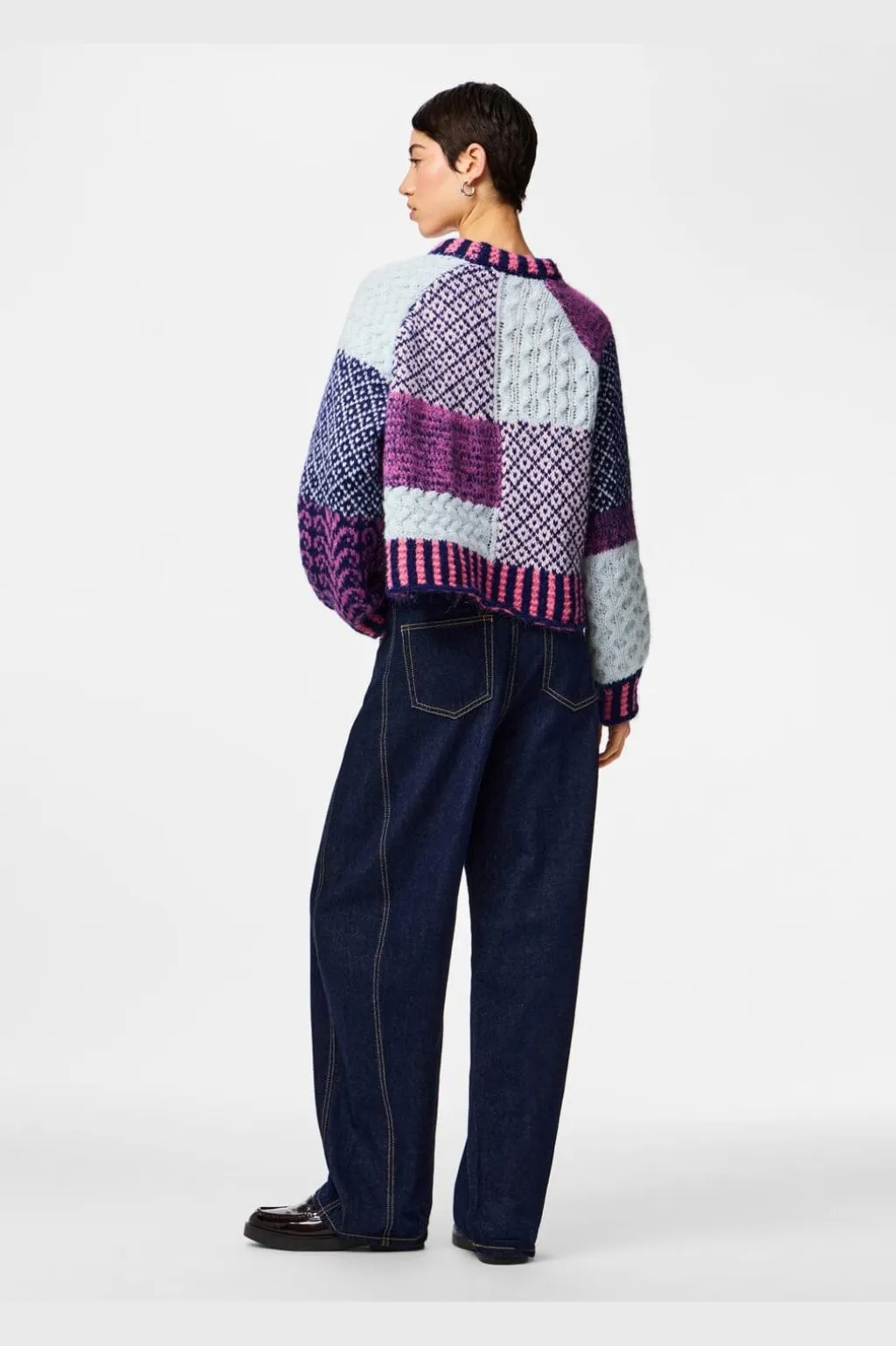 Pcfusion Ls O-Neck Colorblock Knit