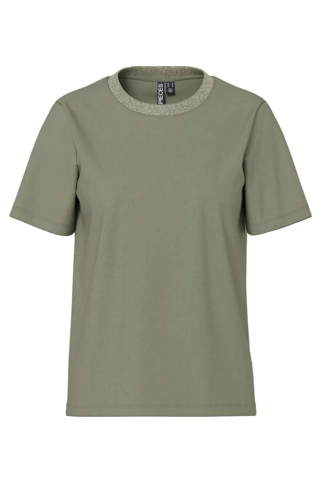 Pcria Ss Lurex Neck Tee
