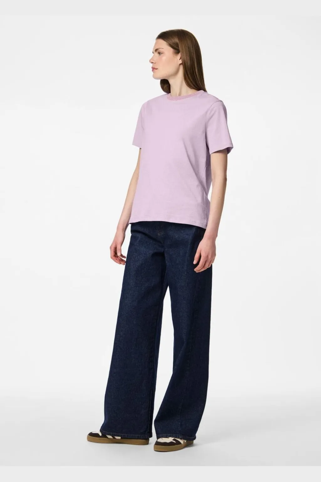 Pcria Ss Lurex Neck Tee
