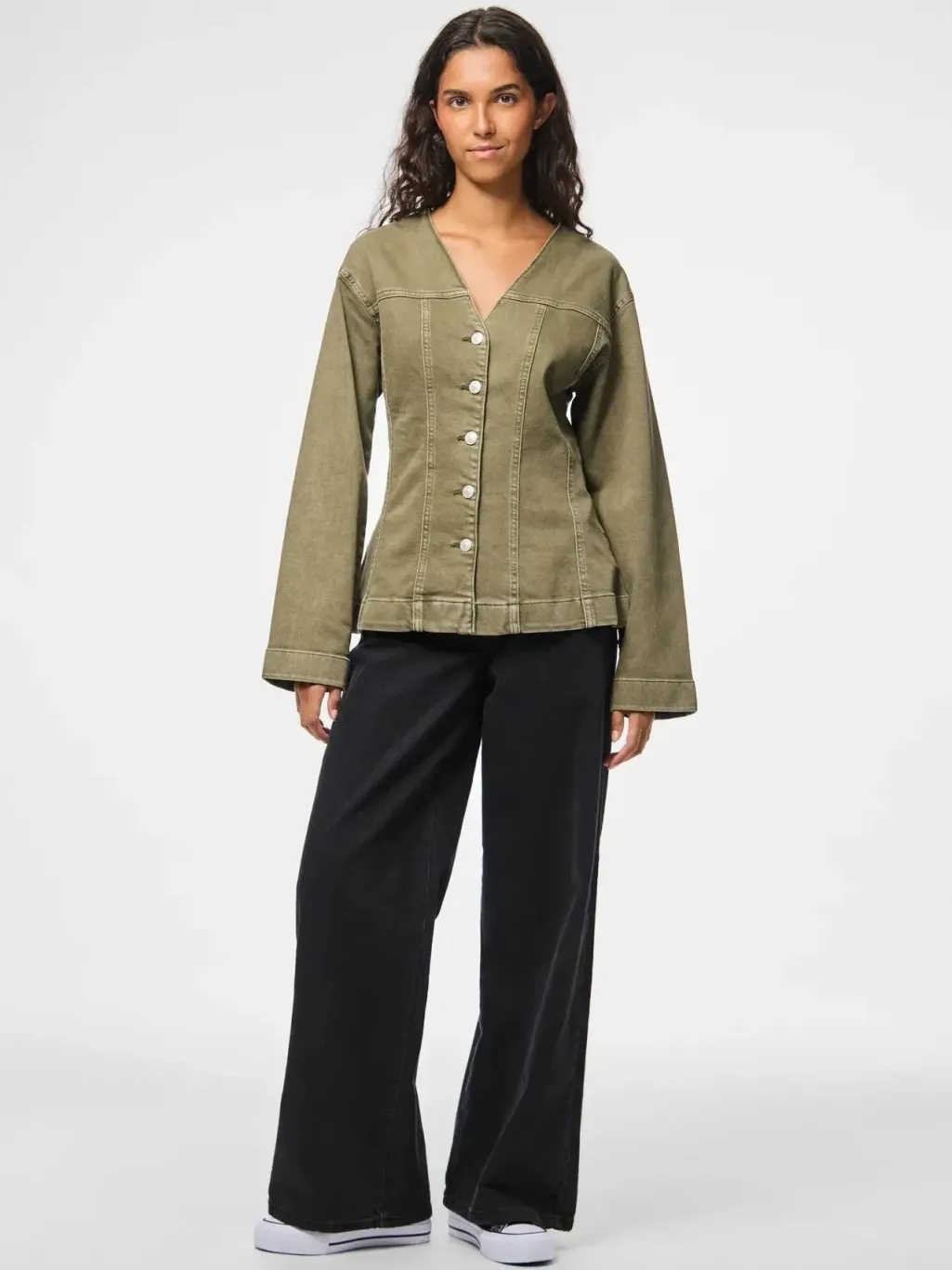 Pcsilke Ls Col Denim Shirt