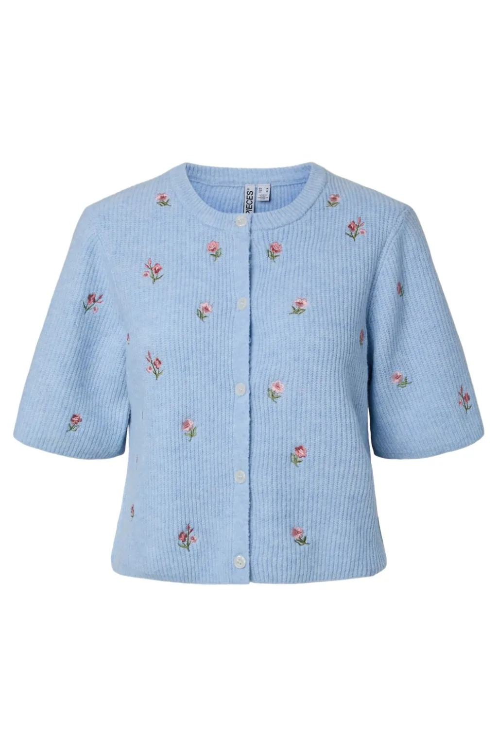 Pcsilly Ss O-Neck Emb Knit Cardigan