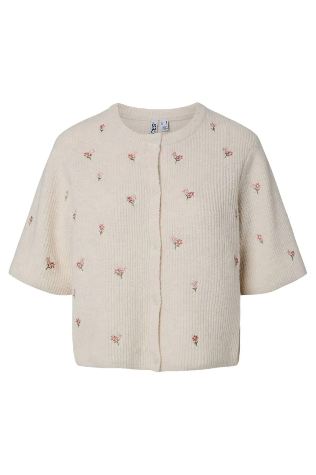 Pcsilly Ss O-Neck Emb Knit Cardigan