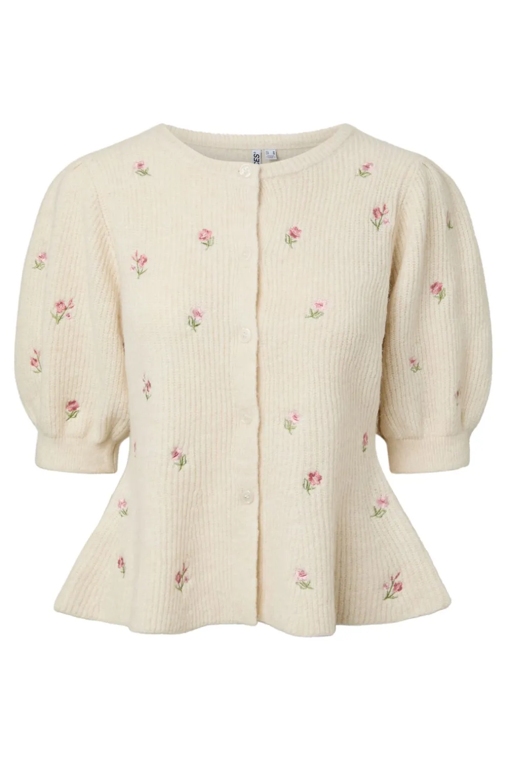 Pcsilly Ss Puff Emb Knit Cardigan