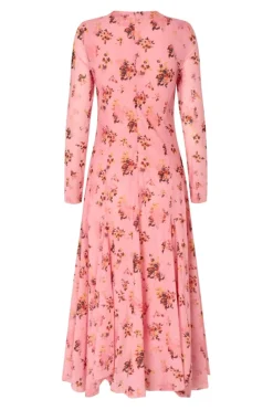Sg2408 Sheer Ruffling Jersey, Long Sleeve Ruffling Midi Dresssg-aw25-d161-2408