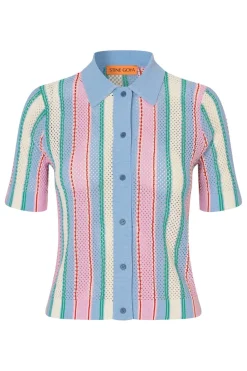 Sg2100 Tricot Knit, Short Sleeve Crochet Polosg-pf25-k038-2100