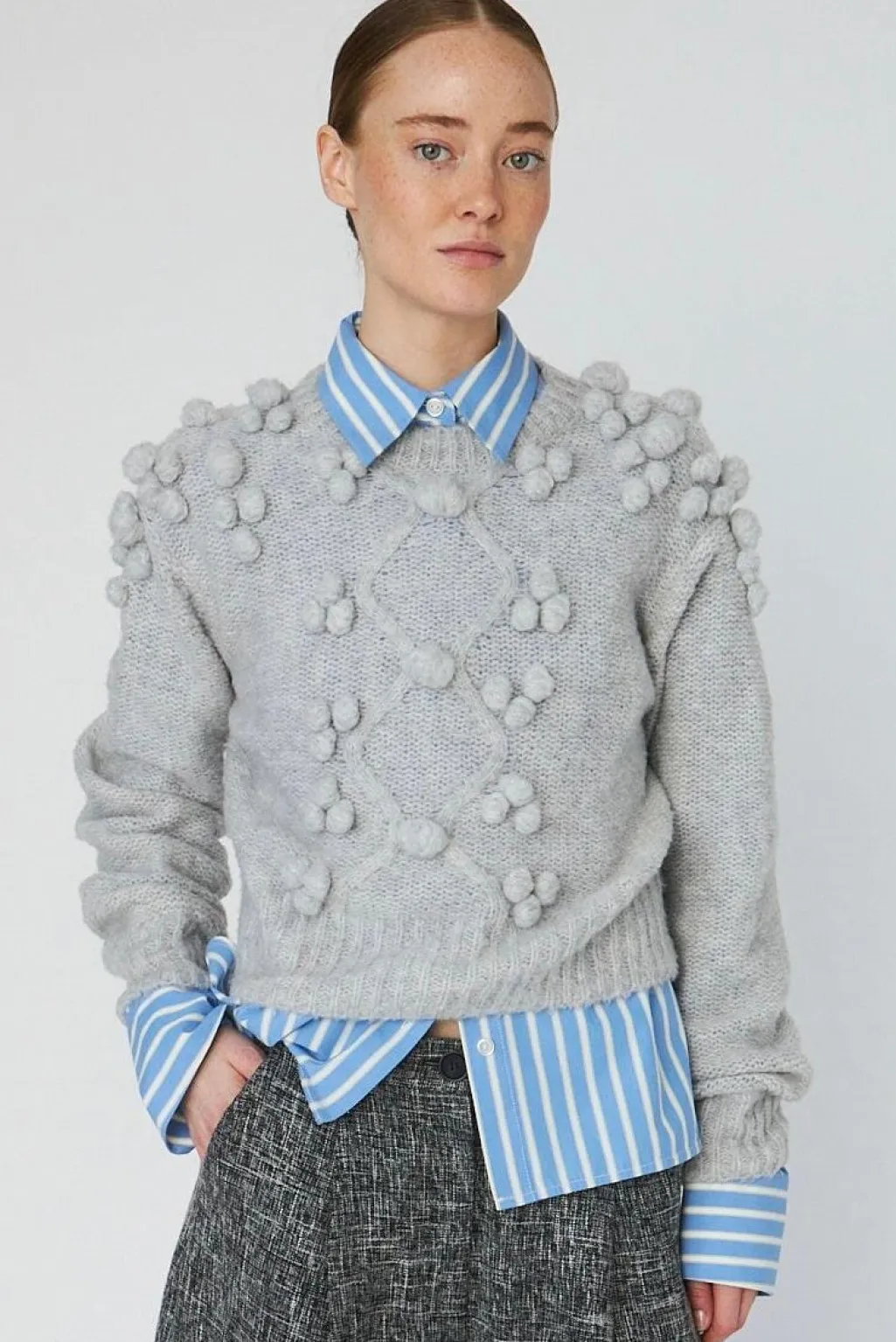 Sncable Knit With Bobblestw54-3294
