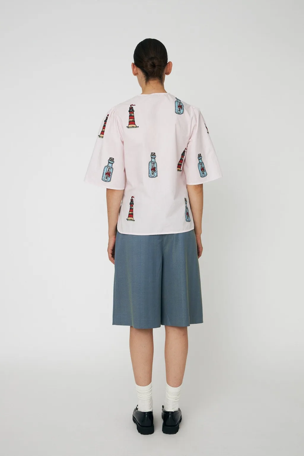 Snembroidered Bow Shirteb61-1431