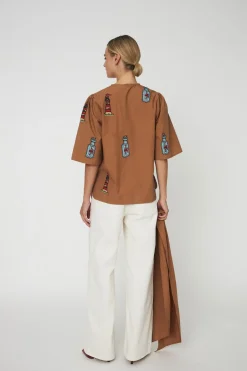 Snembroidered Bow Shirteb61-1431