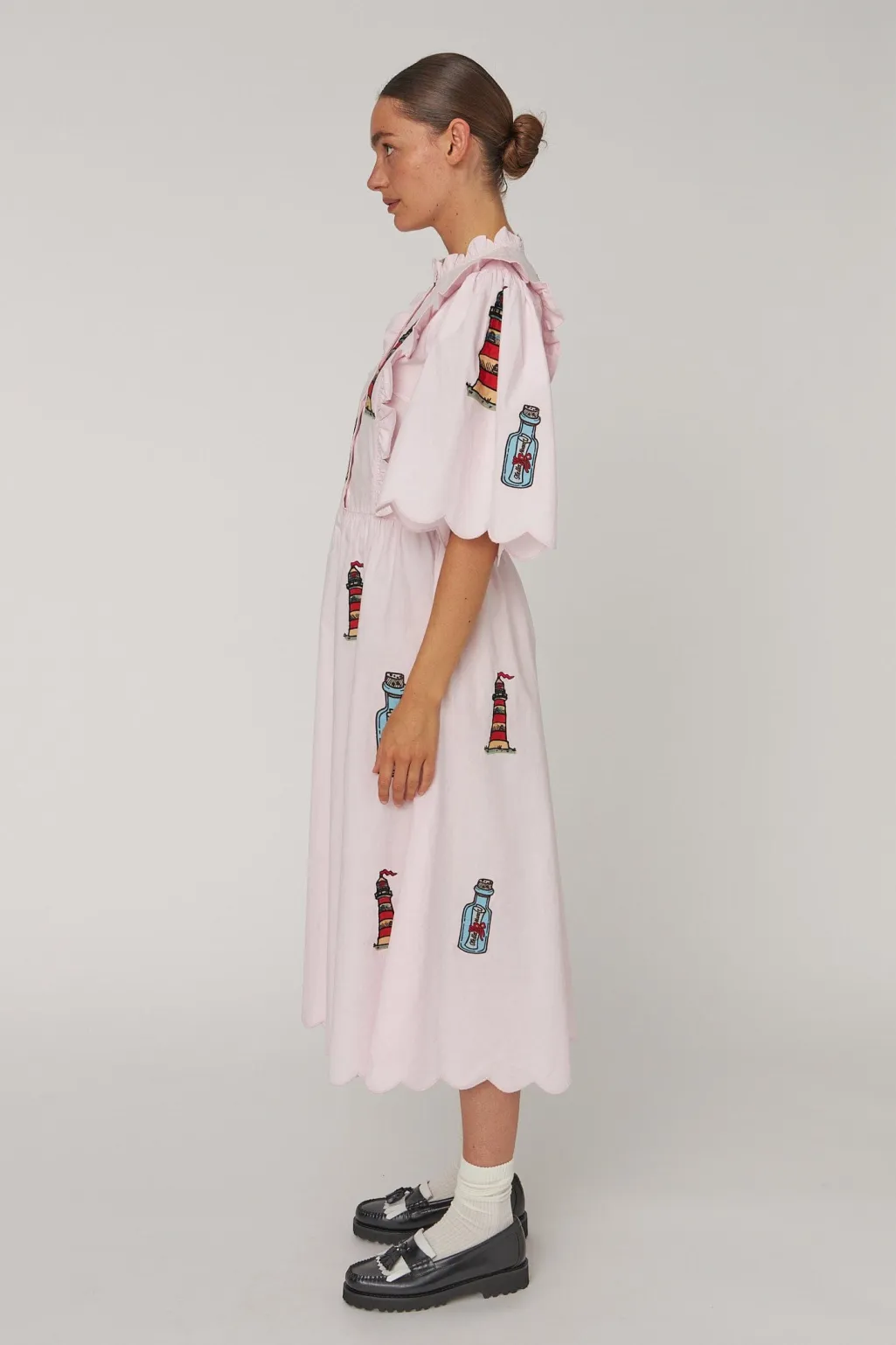 Snembroidered Midi Dress With Scallopseb61-4430