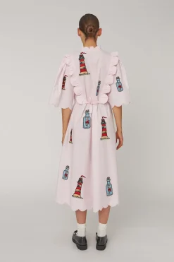 Snembroidered Midi Dress With Scallopseb61-4430