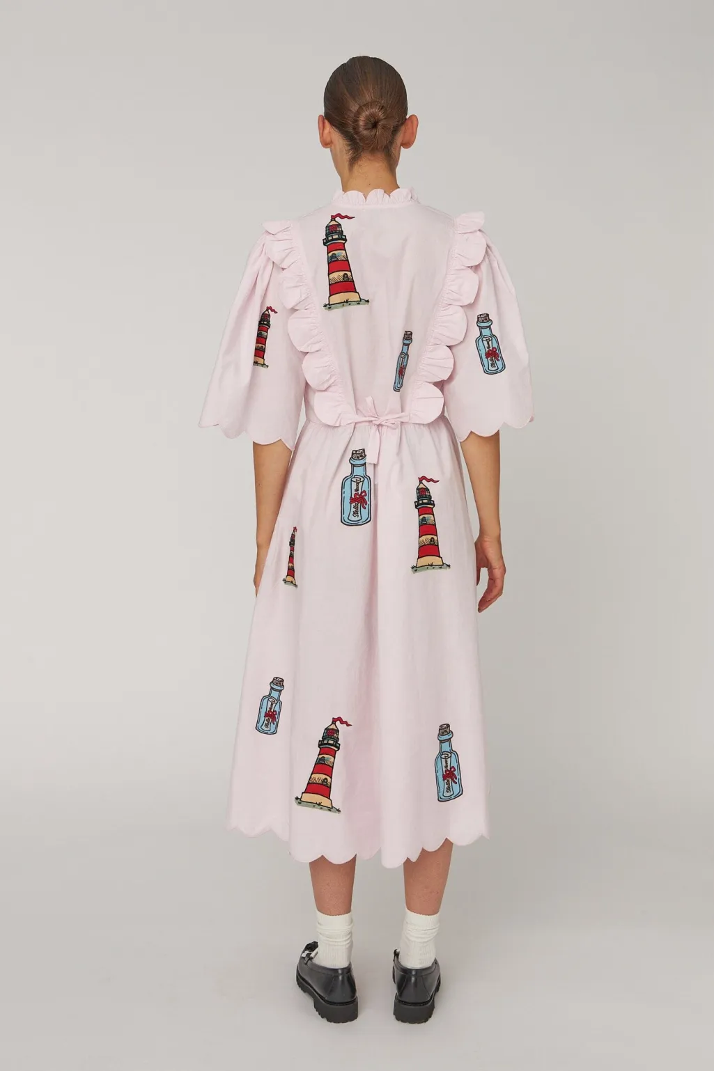 Snembroidered Midi Dress With Scallopseb61-4430
