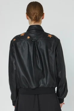 Snstarlight Leather Bomber Jacketsl54-7328