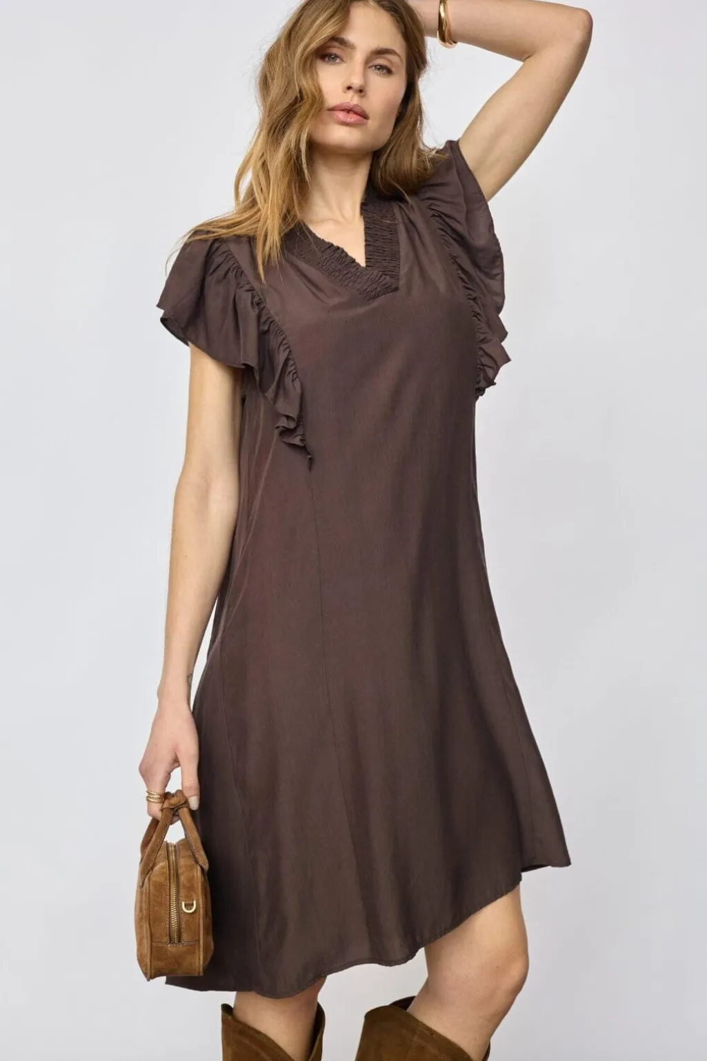 Sunrisecc Frill Crop V-Dress 46101