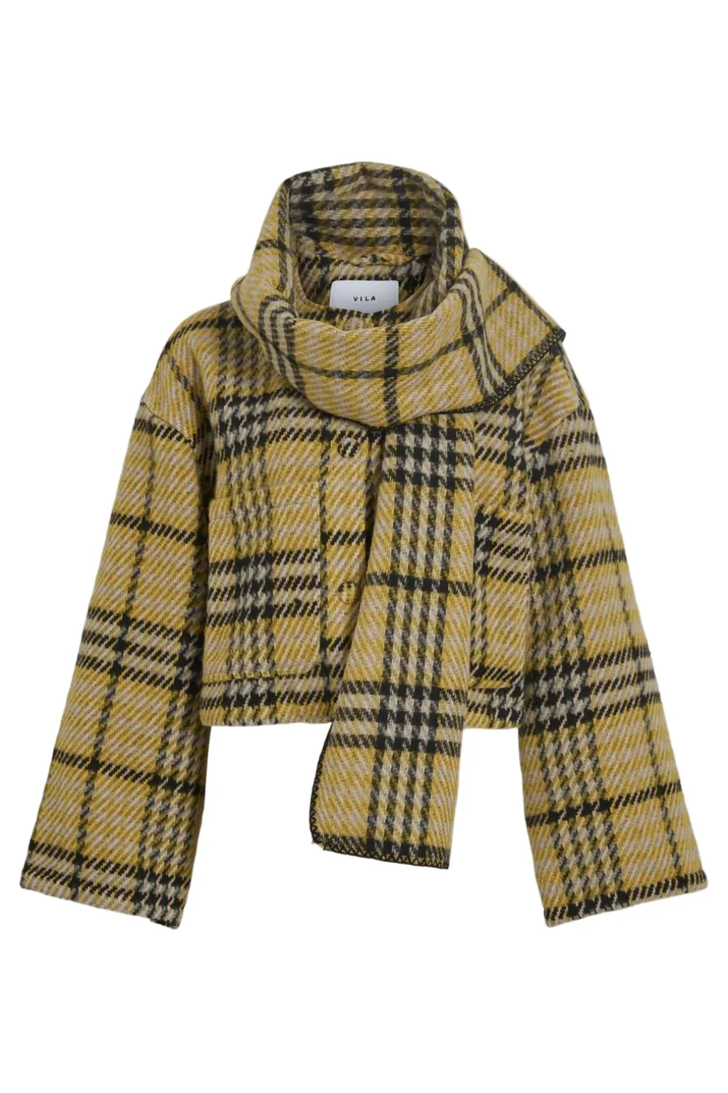Viamika L/S Checked W. Scarf Jacket /Otw