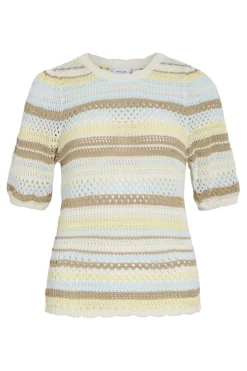 Vimina 2/4 O-Neck Stripe Knit Top/R