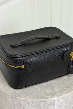 Vintage Chanel Kosmetiktaske – Sort Caviar & Guldhardware